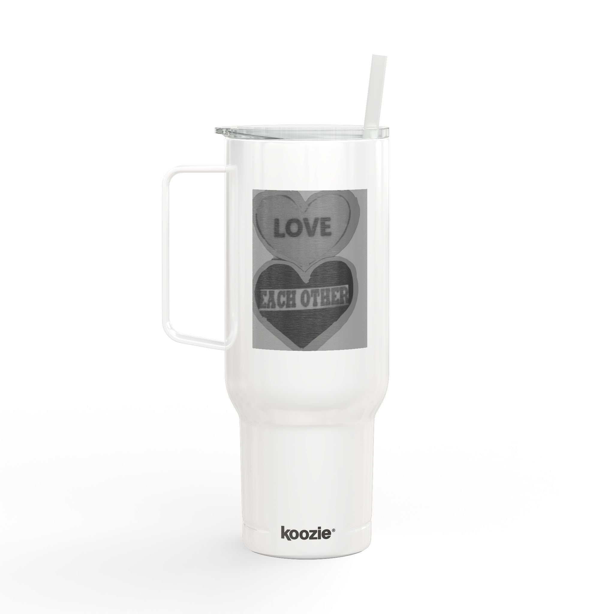 40oz Engraved Insulated Tumbler with Lid — Candy Heart 'LOVE' Design